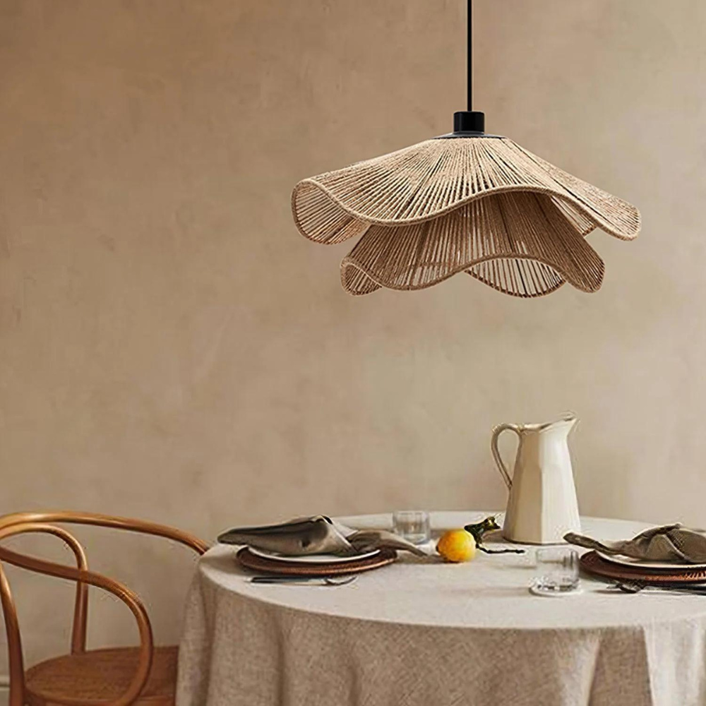 Natural Jute Boho Pendant Light for Modern Spaces | Venora