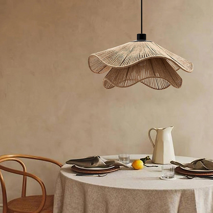 Natural Jute Boho Pendant Light for Modern Spaces | Venora
