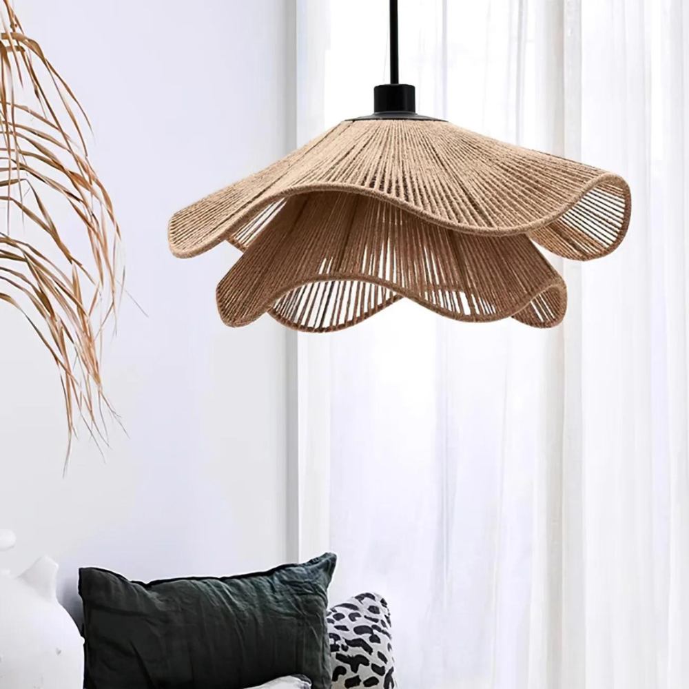 Natural Jute Boho Pendant Light for Modern Spaces | Venora