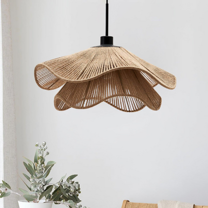 Natural Jute Boho Pendant Light for Modern Spaces | Venora