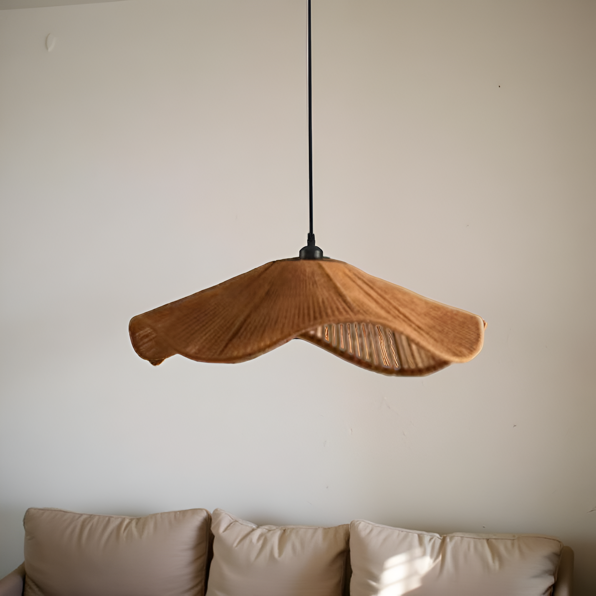 Natural Jute Boho Pendant Light for Modern Spaces | Venora