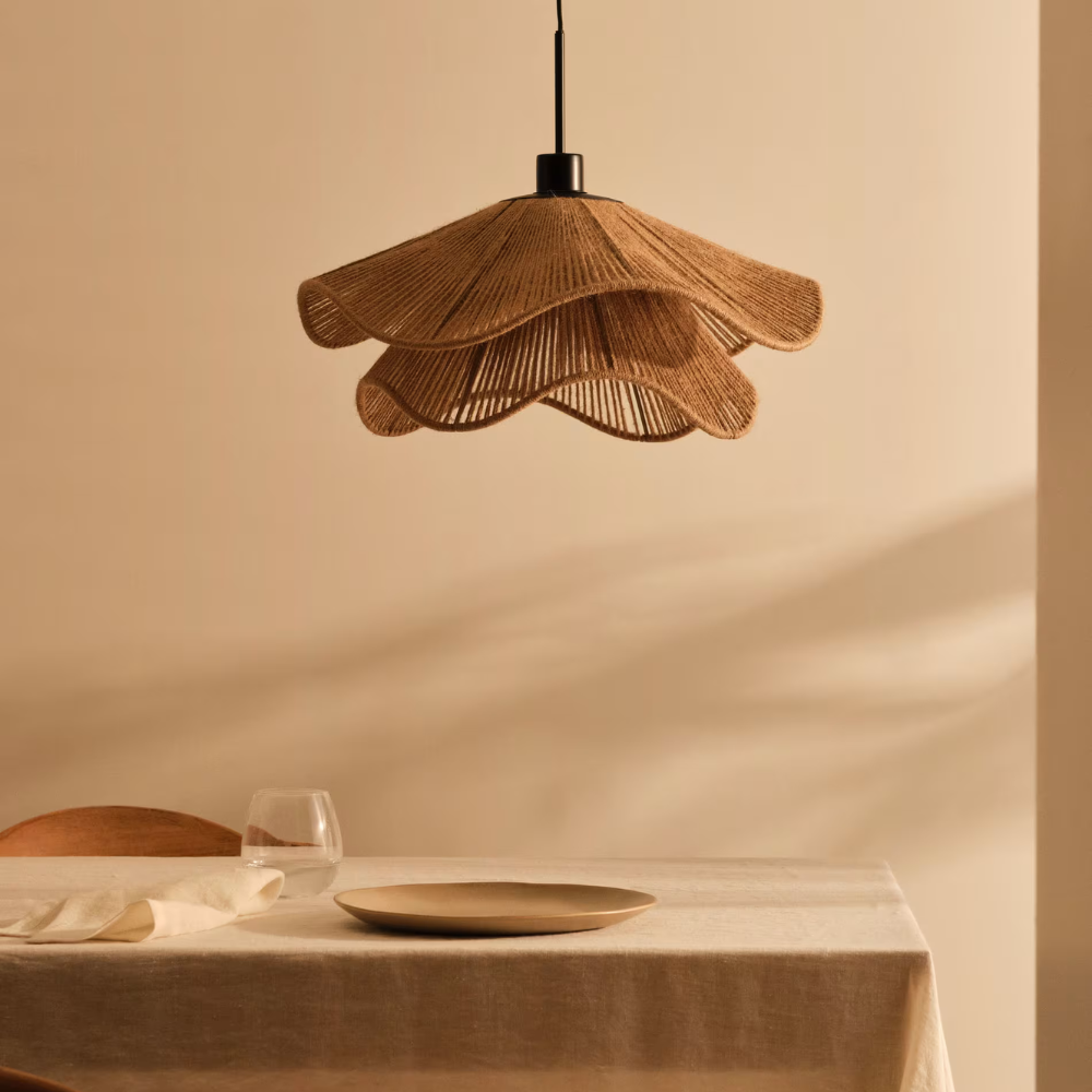 Natural Jute Boho Pendant Light for Modern Spaces | Venora