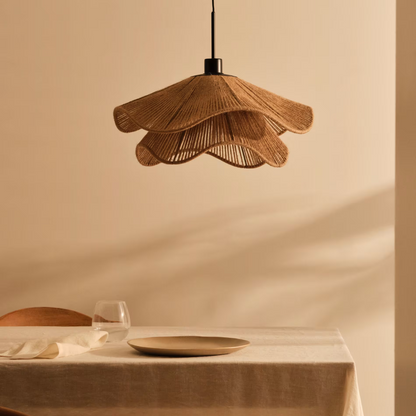 Natural Jute Boho Pendant Light for Modern Spaces | Venora