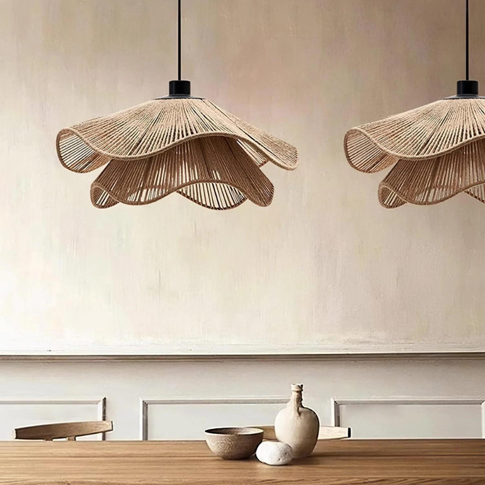 Natural Jute Boho Pendant Light for Modern Spaces | Venora