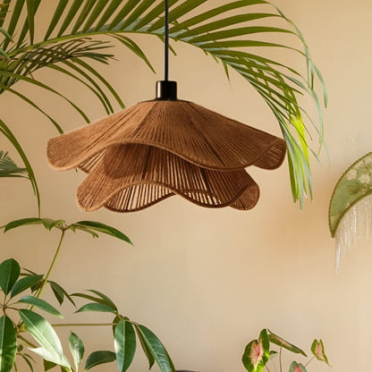 Natural Jute Boho Pendant Light for Modern Spaces | Venora