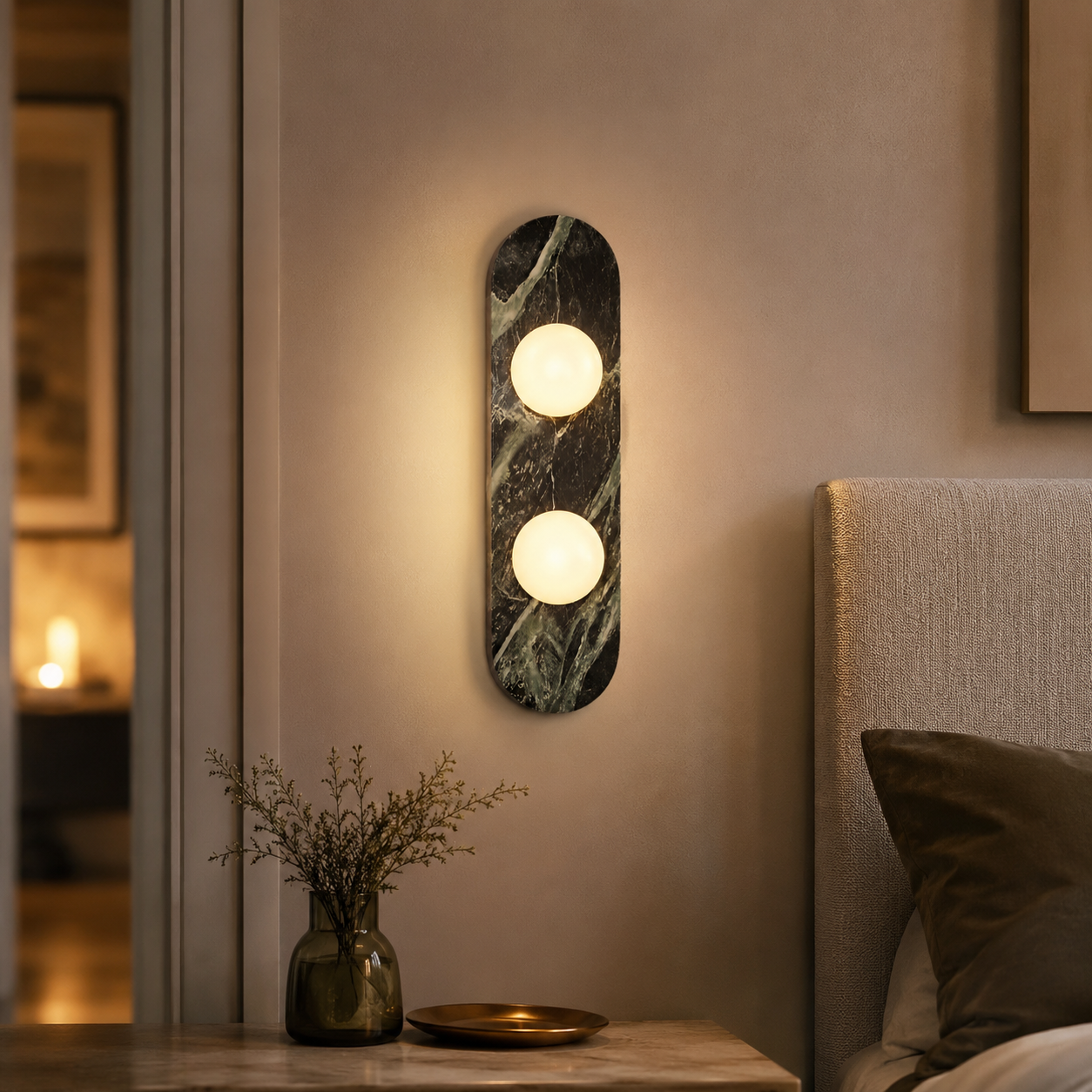 Natural Marble Minimalist LED Wall Sconce Light | Marvian