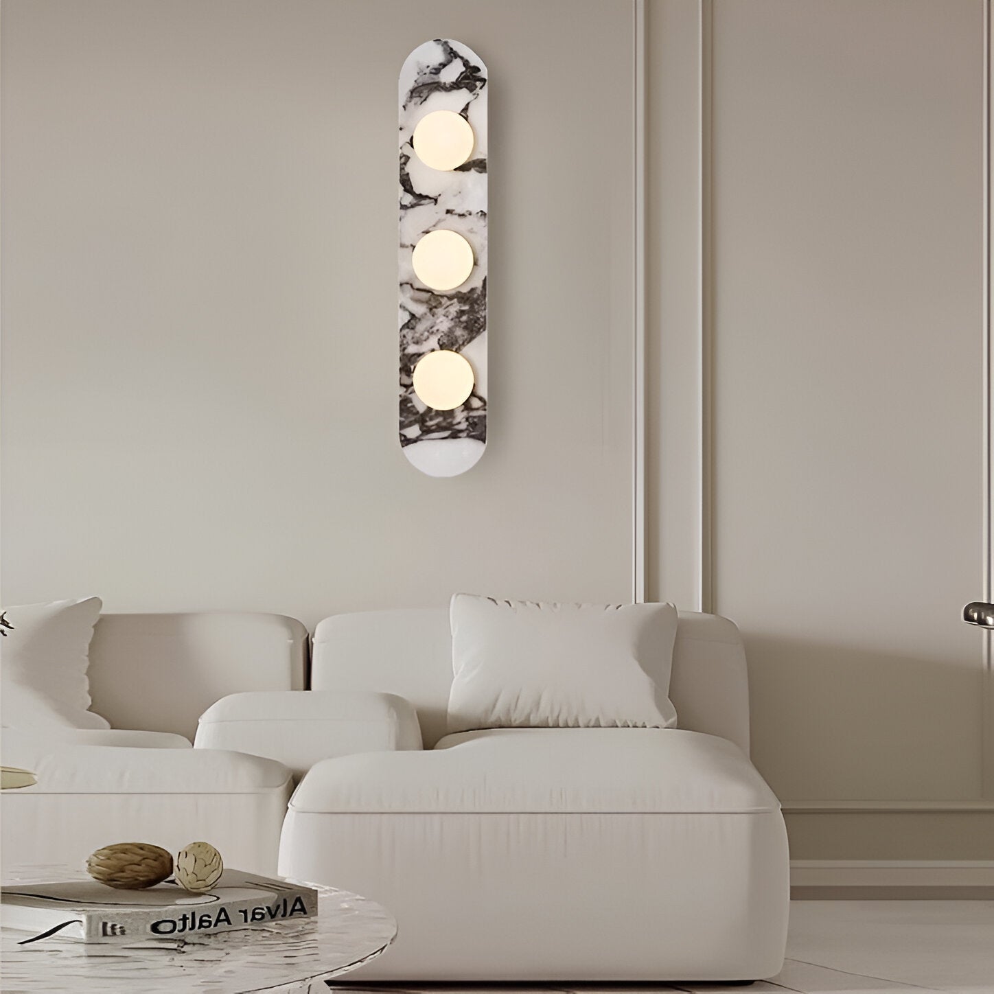 Natural Marble Minimalist LED Wall Sconce Light | Marvian