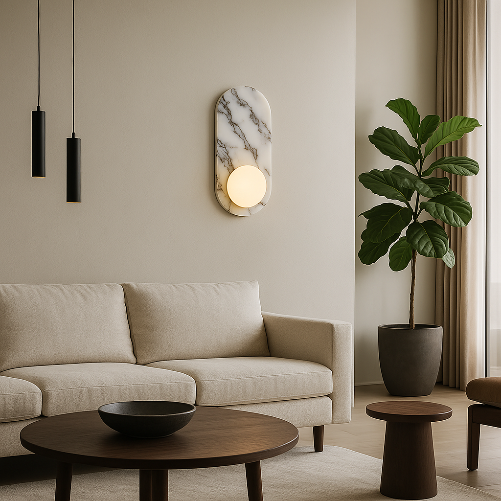 Natural Marble Minimalist LED Wall Sconce Light | Marvian