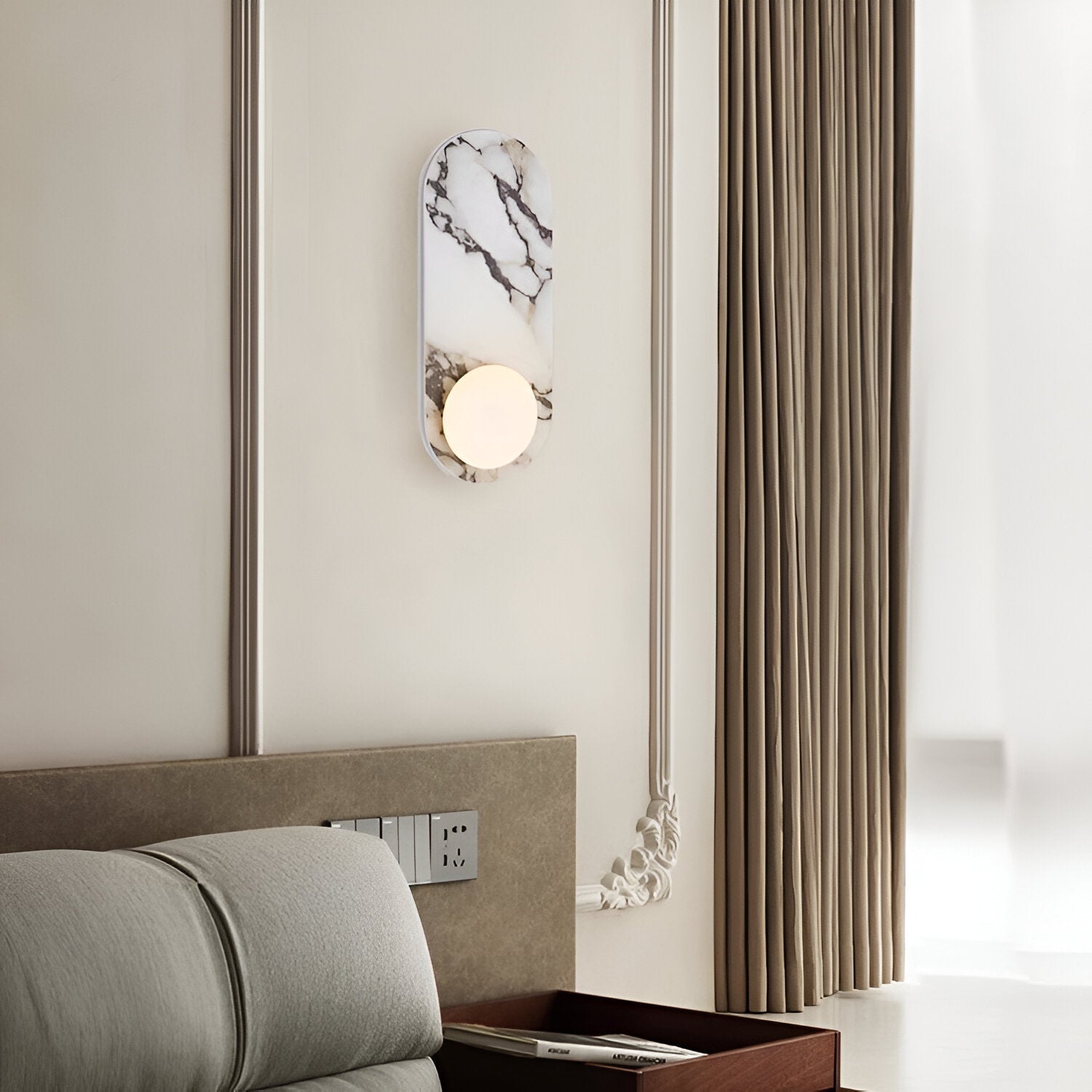 Natural Marble Minimalist LED Wall Sconce Light | Marvian