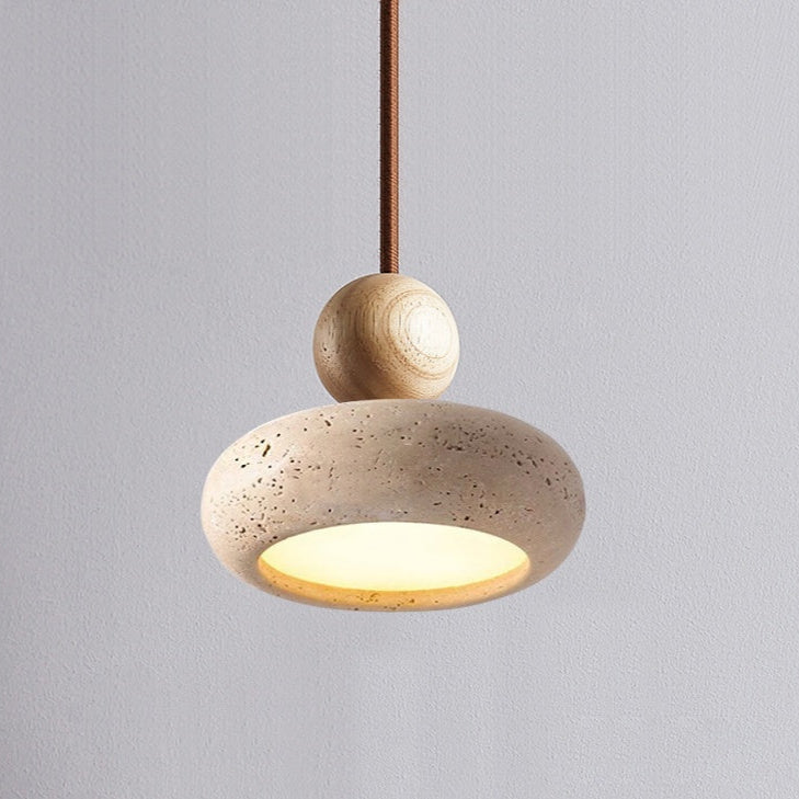 Natural Travertine Pendant Light Retro Wabi Style | Mariel
