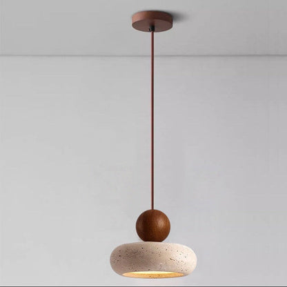 Natural Travertine Pendant Light Retro Wabi Style | Mariel
