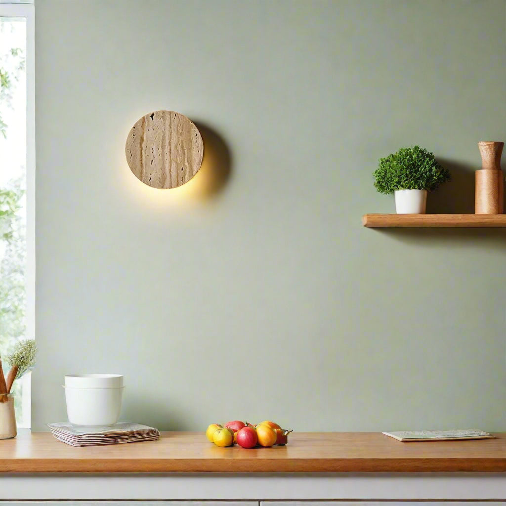 Natural Travertine Wall Light for Wabi Sabi Interiors | Travara