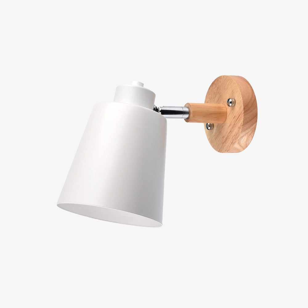 Nordic Adjustable Metal LED Wall Light with Wood Shade | Beamora