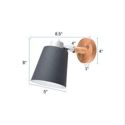 Nordic Adjustable Metal LED Wall Light with Wood Shade | Beamora