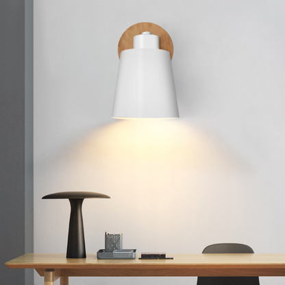 Nordic Adjustable Metal LED Wall Light with Wood Shade | Beamora
