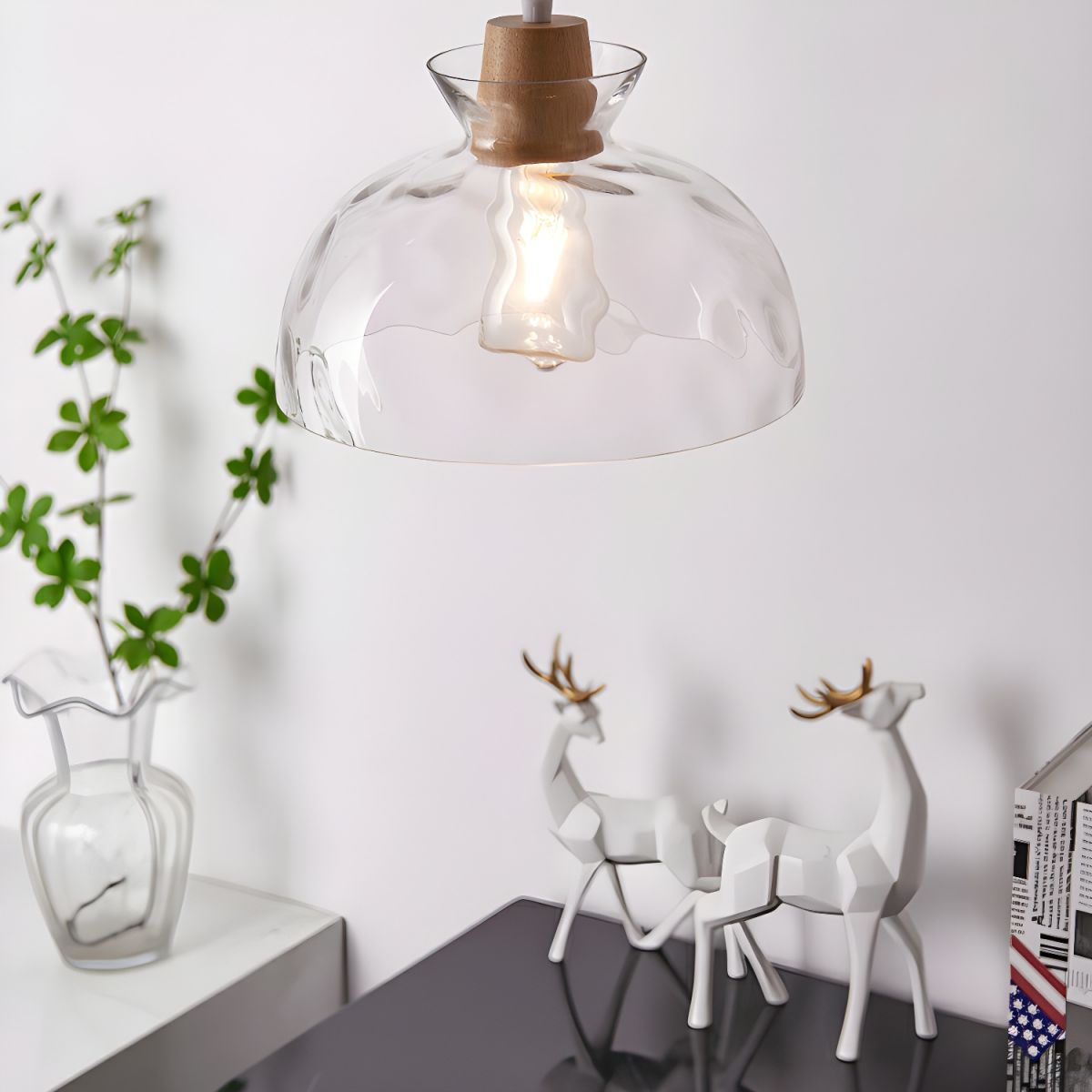 Nordic Clear Glass Pendant Light Adjustable Cord | Menora