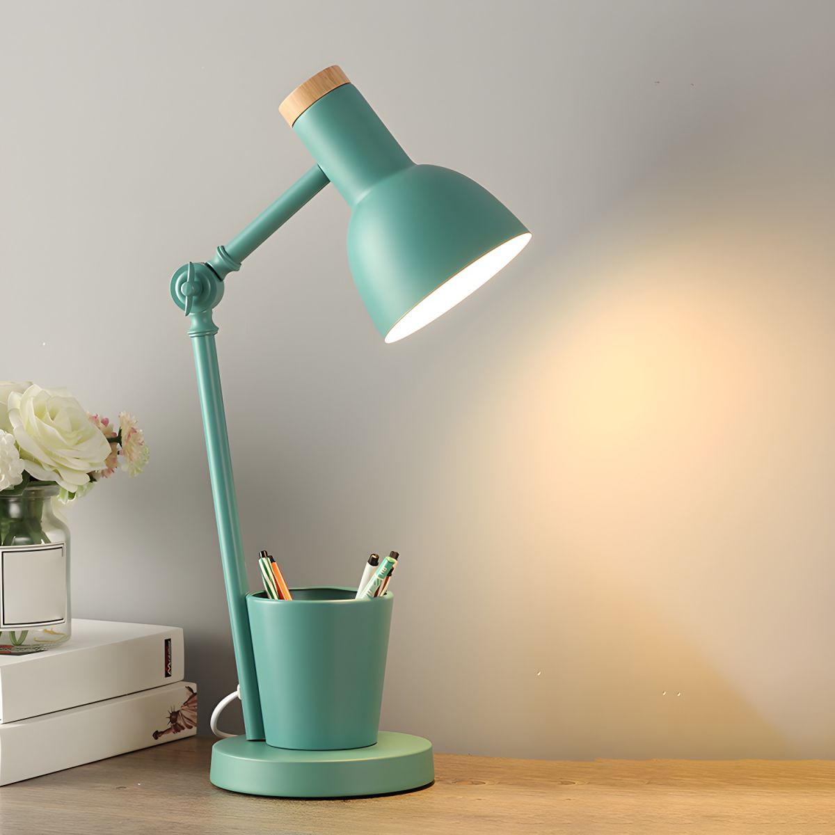 Nordic Desk Lamp with Metal Shade Pen Holder | Velmira