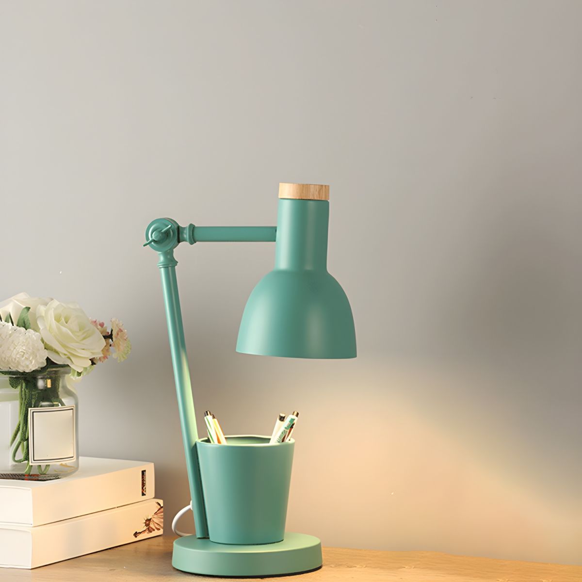 Nordic Desk Lamp with Metal Shade Pen Holder | Velmira