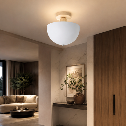 Nordic Dome Metal Shade Semi Flush Ceiling Light | Savira