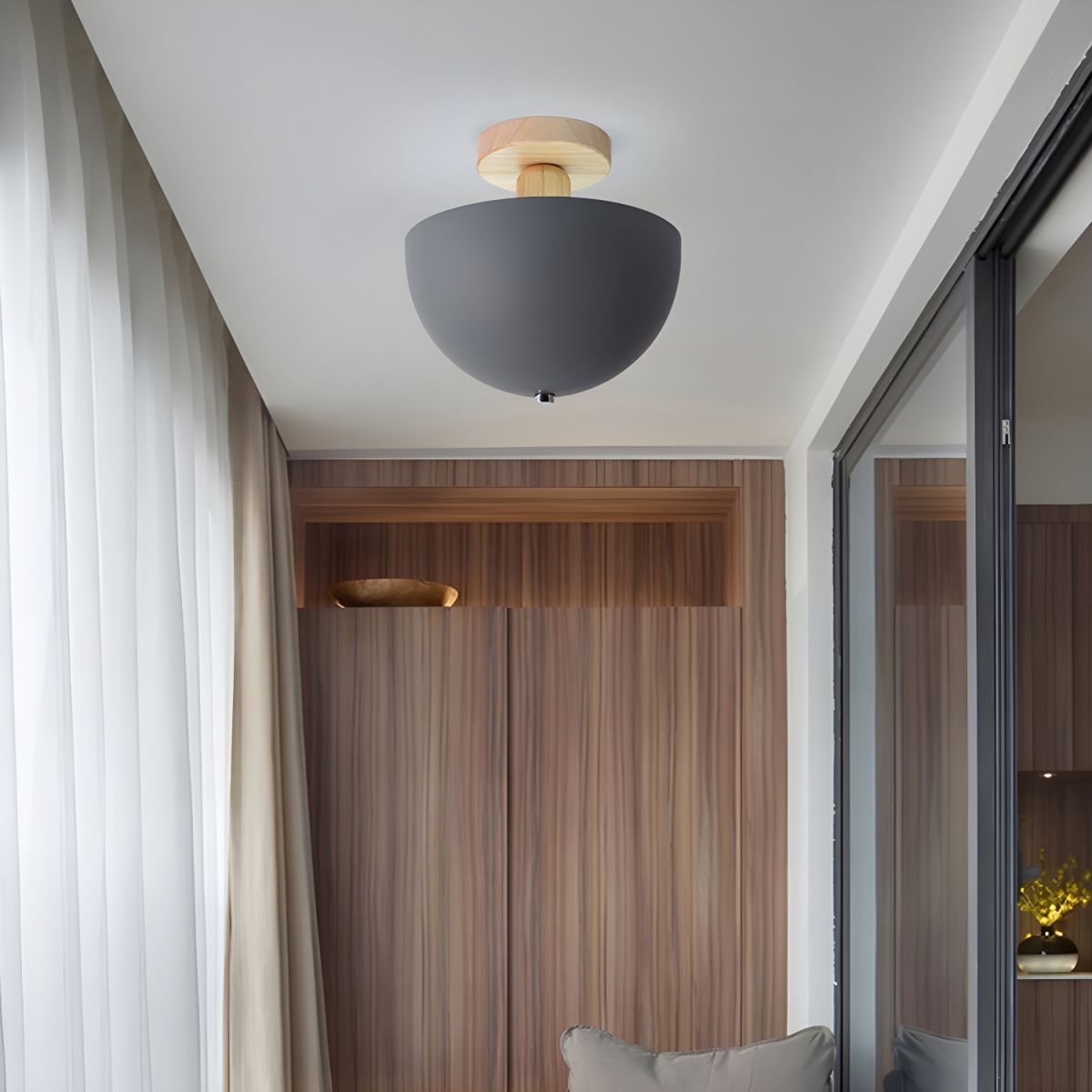 Nordic Dome Metal Shade Semi Flush Ceiling Light | Savira