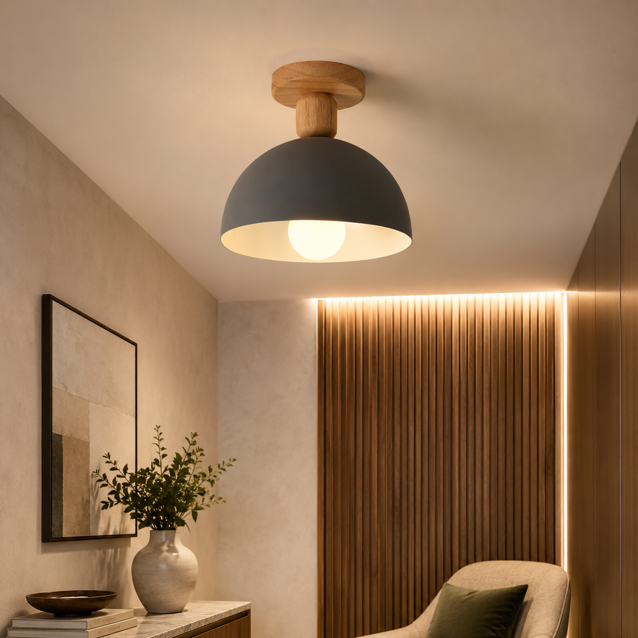 Nordic Dome Metal Shade Semi Flush Ceiling Light | Savira