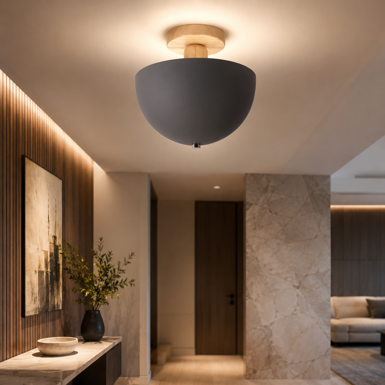 Nordic Dome Metal Shade Semi Flush Ceiling Light | Savira