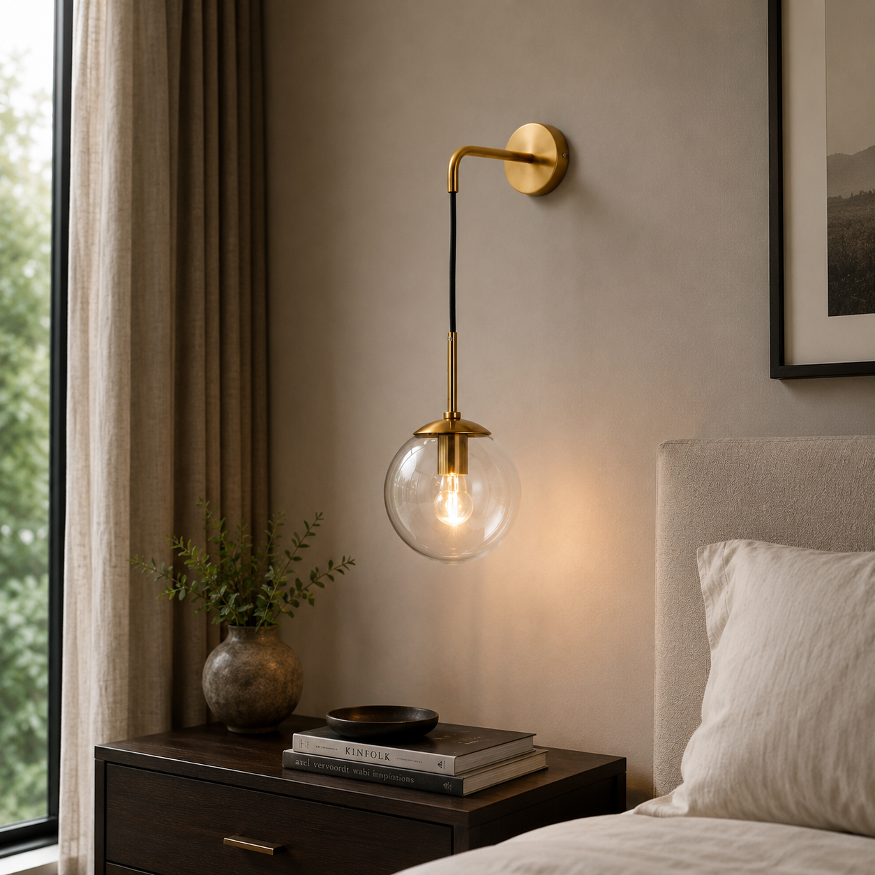 Nordic Glass Globe Wall Light with Metal Frame | Glovira