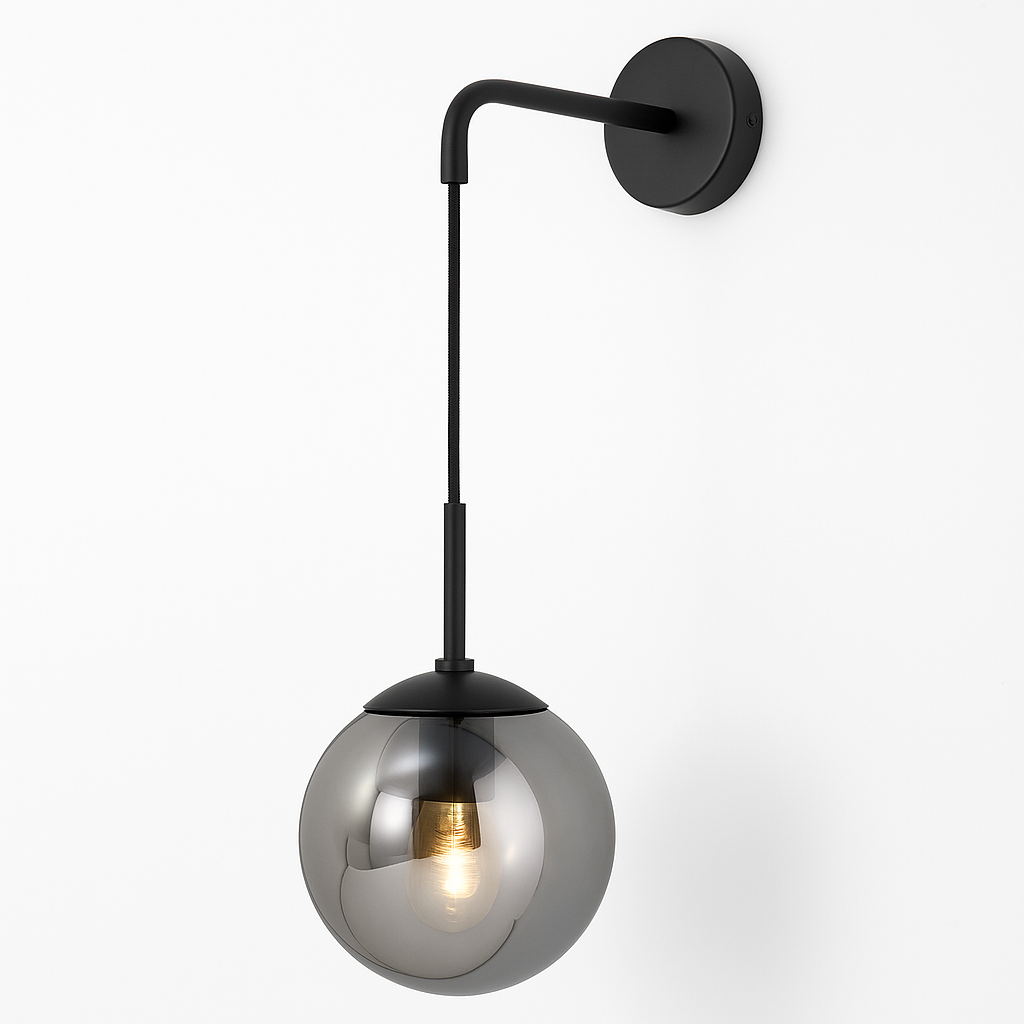 Nordic Glass Globe Wall Light with Metal Frame | Glovira