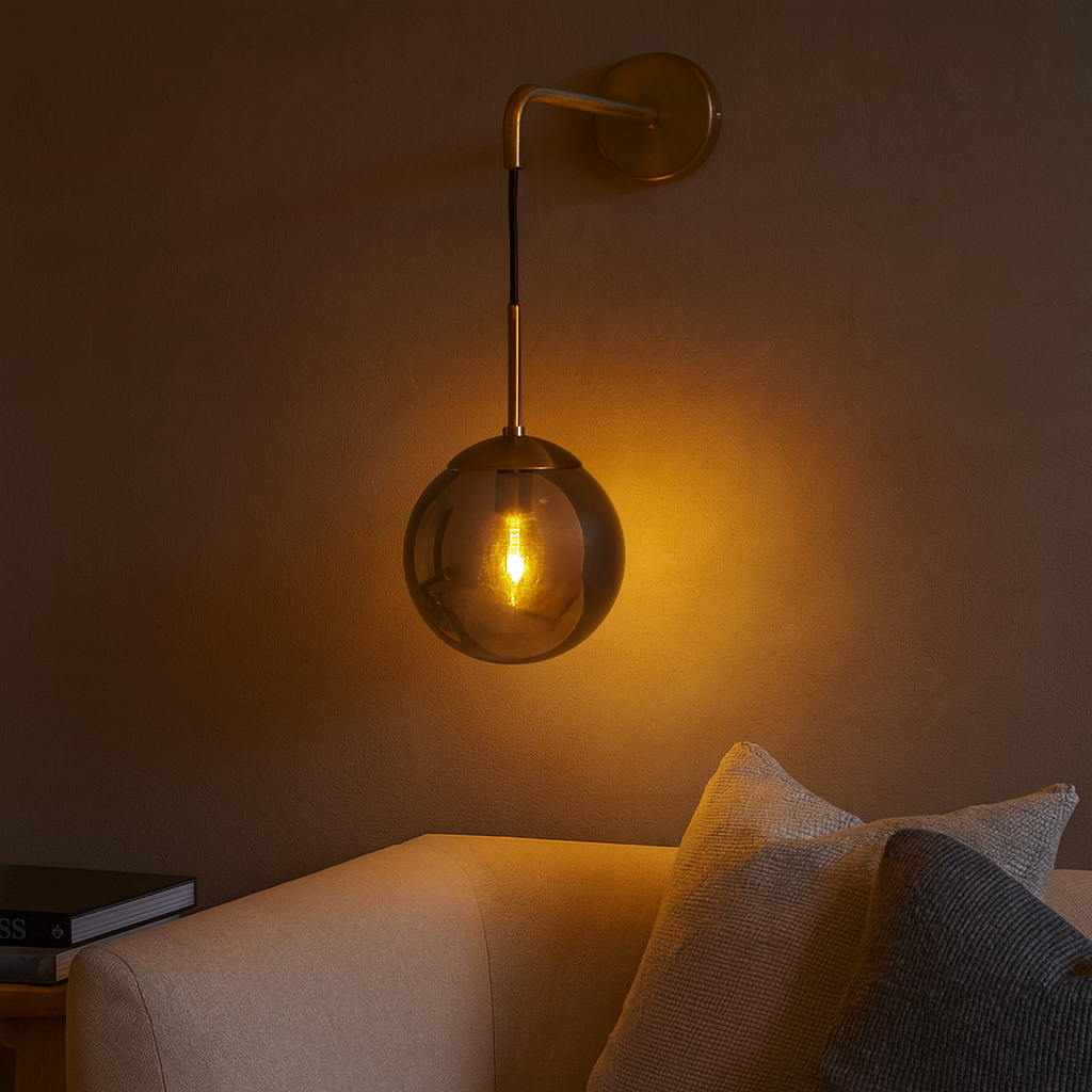 Nordic Glass Globe Wall Light with Metal Frame | Glovira