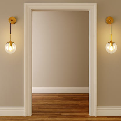 Nordic Glass Globe Wall Light with Metal Frame | Glovira