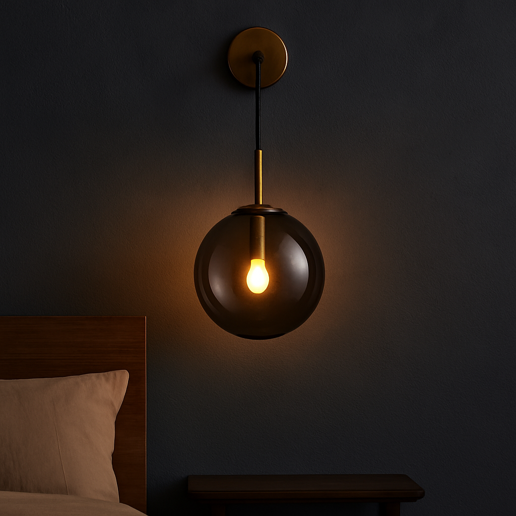 Nordic Glass Globe Wall Light with Metal Frame | Glovira