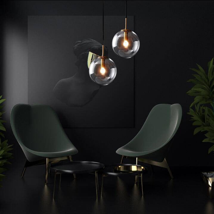 Nordic Glass Globe Wall Light with Metal Frame | Glovira