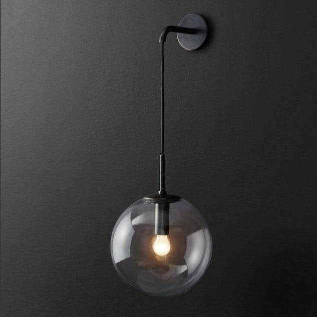 Nordic Glass Globe Wall Light with Metal Frame | Glovira