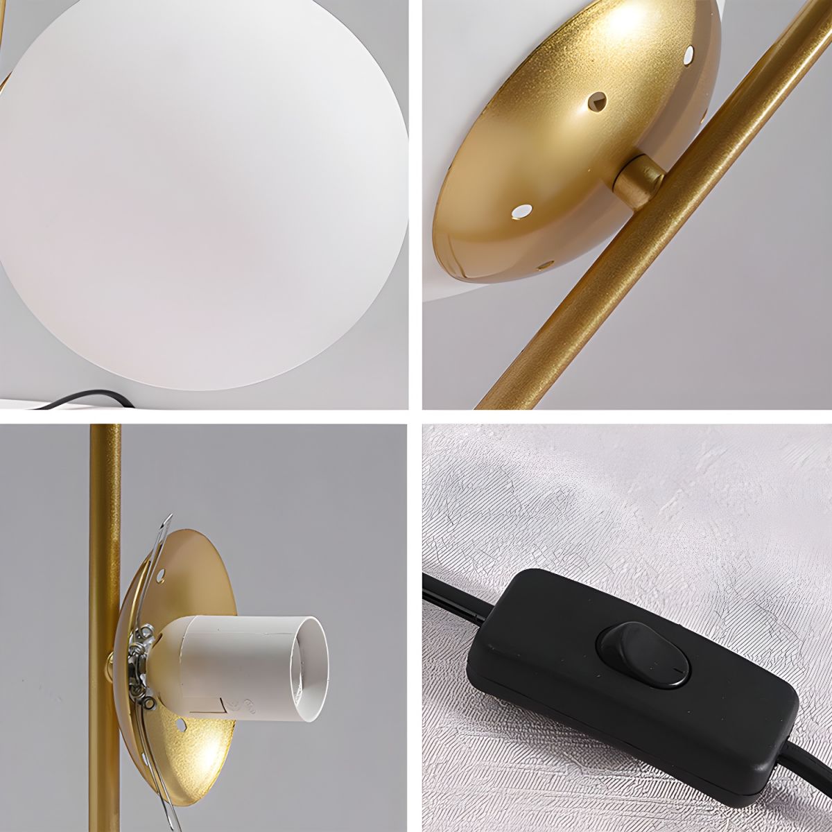 Nordic Gold Base Table Lamp with Glass Globe | Pamalor