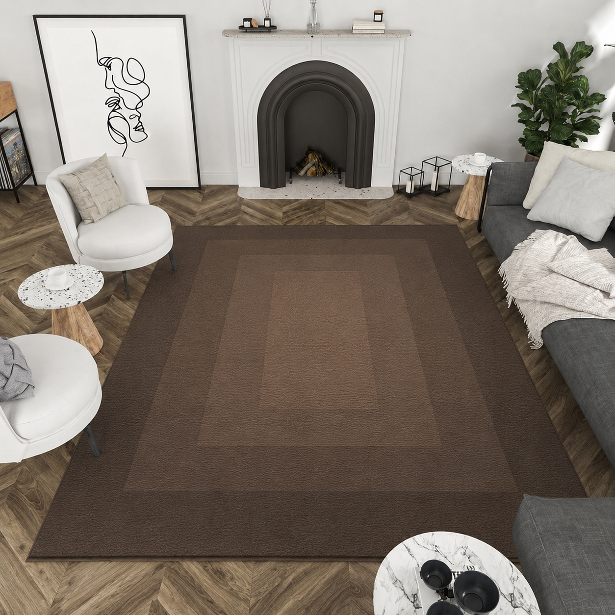Nordic Gradient Polyester Area Rug for Living Room | Verdano