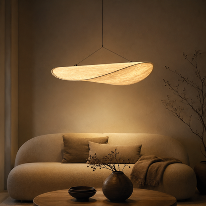 Nordic Japandi Silk Shade Pendant Light Soft Glow | Norlix