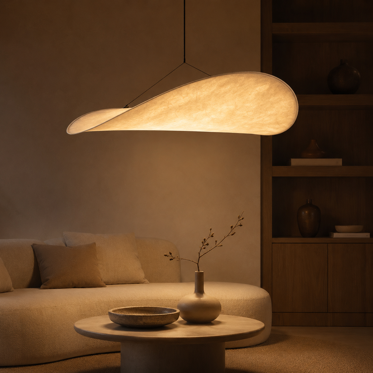 Nordic Japandi Silk Shade Pendant Light Soft Glow | Norlix
