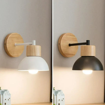 Nordic Japandi Wood Iron LED Wall Light Fixture | Timbera