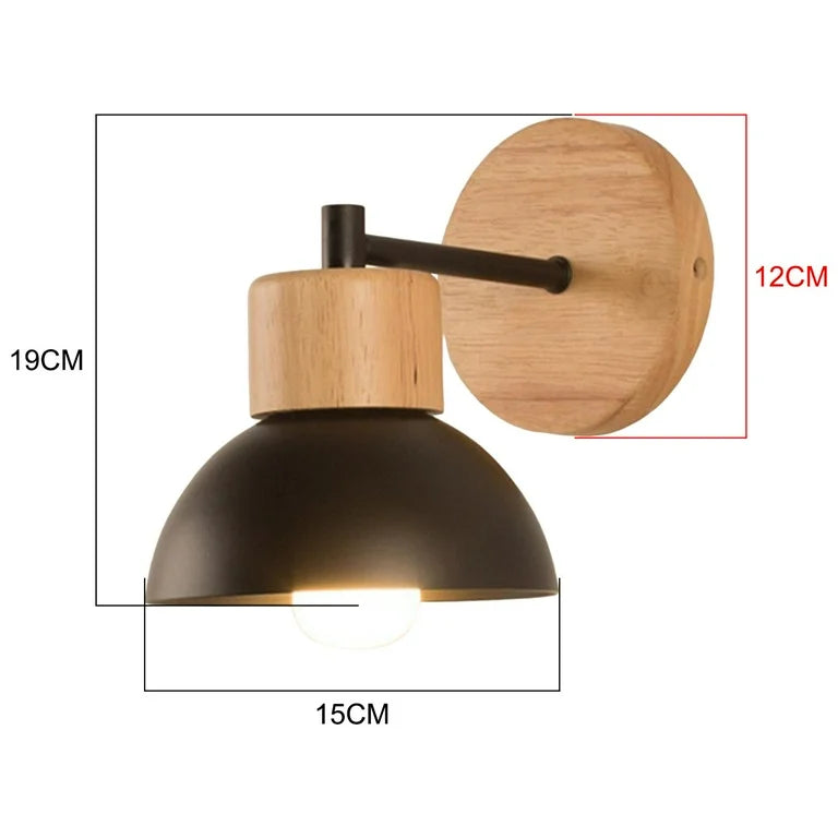 Nordic Japandi Wood Iron LED Wall Light Fixture | Timbera