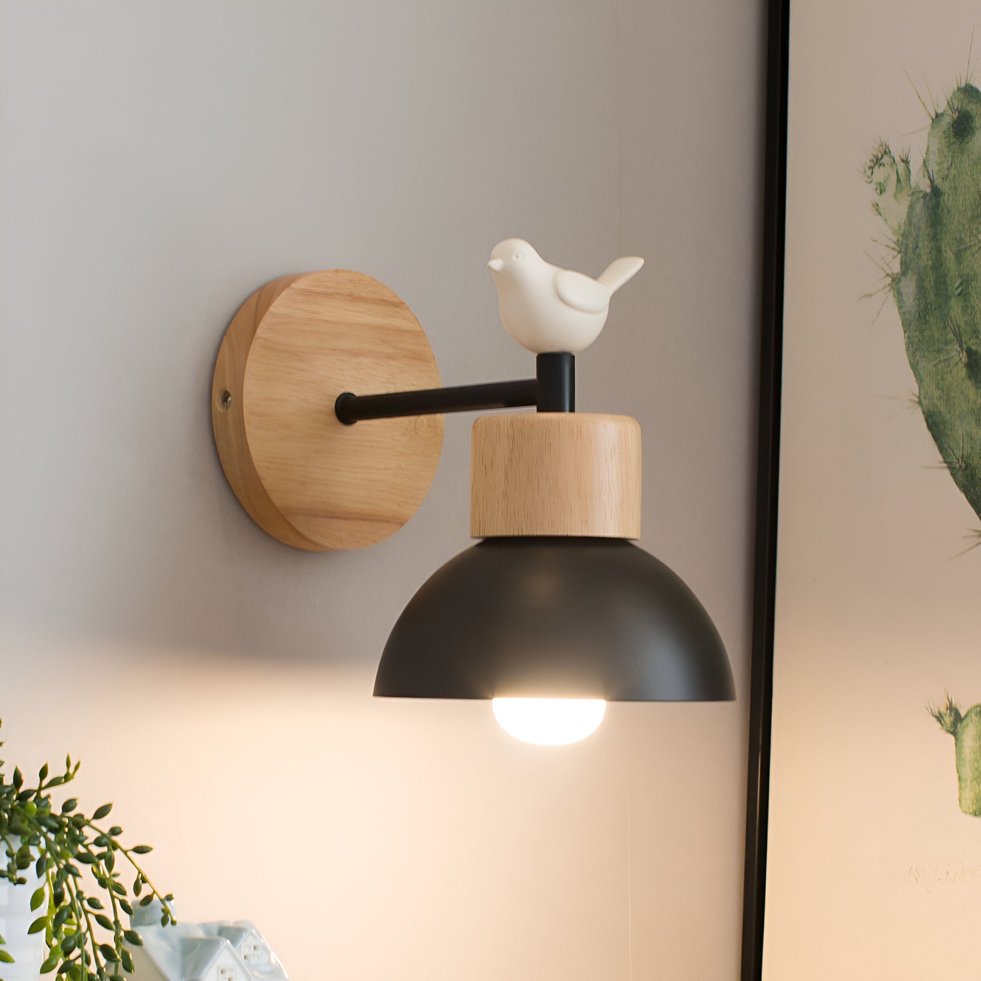 Nordic Japandi Wood Iron LED Wall Light Fixture | Timbera