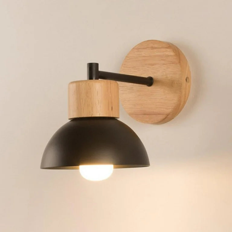 Nordic Japandi Wood Iron LED Wall Light Fixture | Timbera