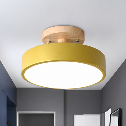 Nordic LED Ceiling Light with Wood Canopy Flush Mount | Linora