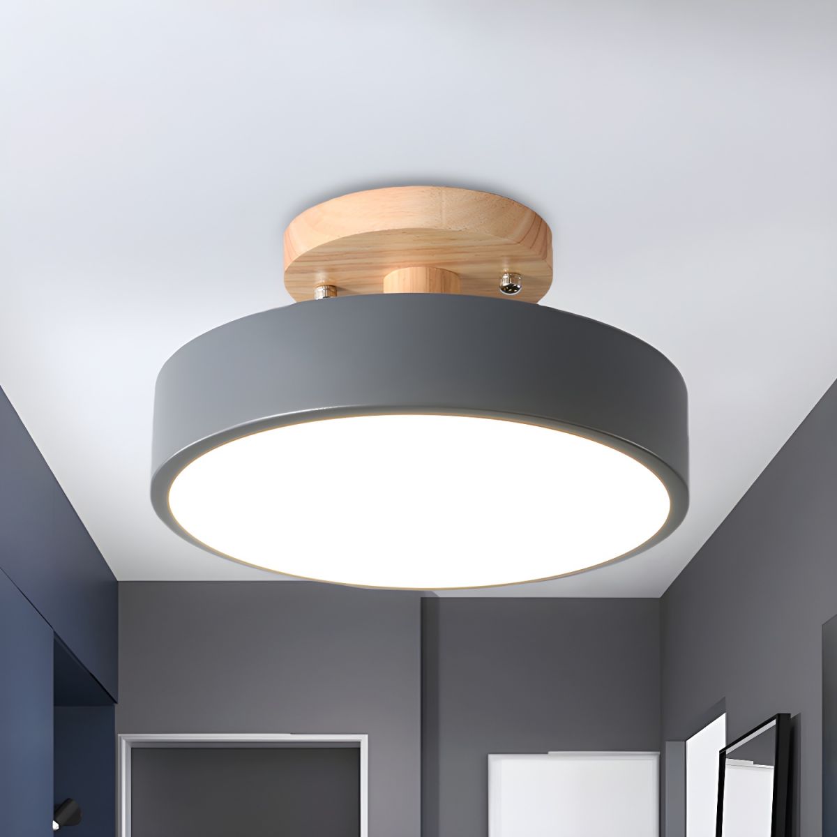 Nordic LED Ceiling Light with Wood Canopy Flush Mount | Linora