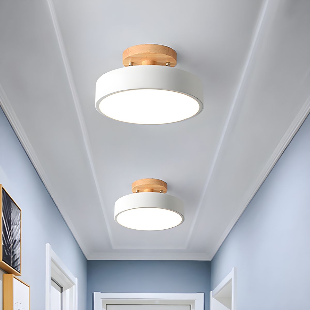 Nordic LED Ceiling Light with Wood Canopy Flush Mount | Linora