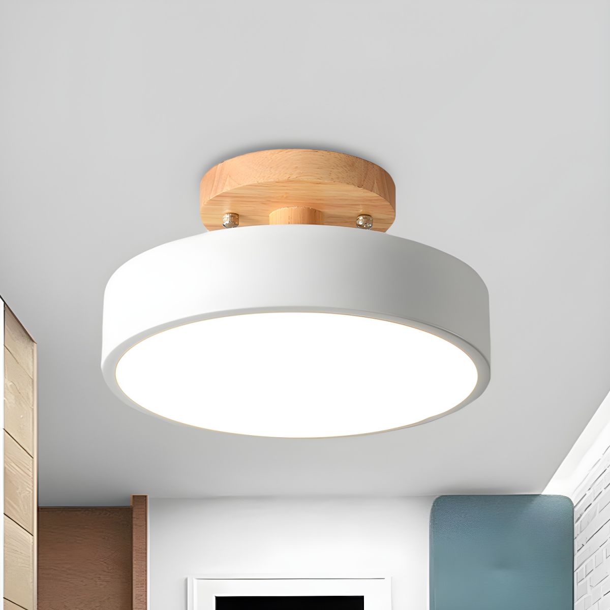 Nordic LED Ceiling Light with Wood Canopy Flush Mount | Linora