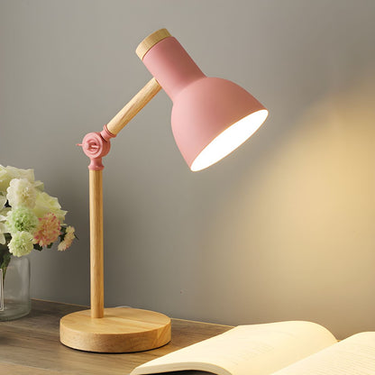 Nordic Macaron Table Lamp with Wood Arm | Solvexa