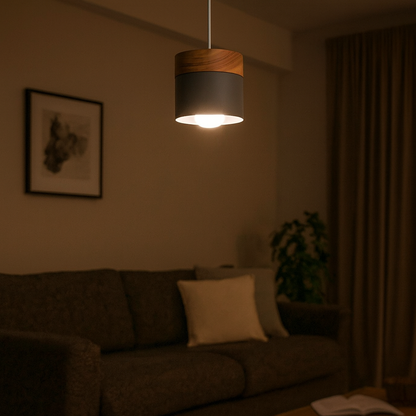 Nordic Metal and Wood Cylinder Pendant Light | Melisse