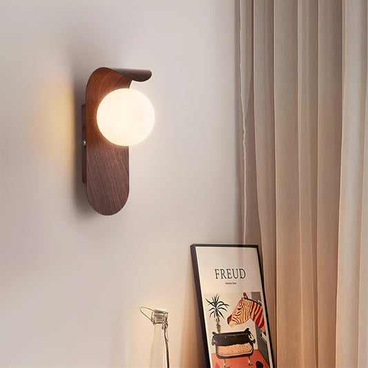 Nordic Minimalist Iron and Wood Accent LED Wall Light | Sarvian