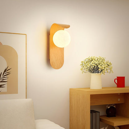 Nordic Minimalist Iron and Wood Accent LED Wall Light | Sarvian