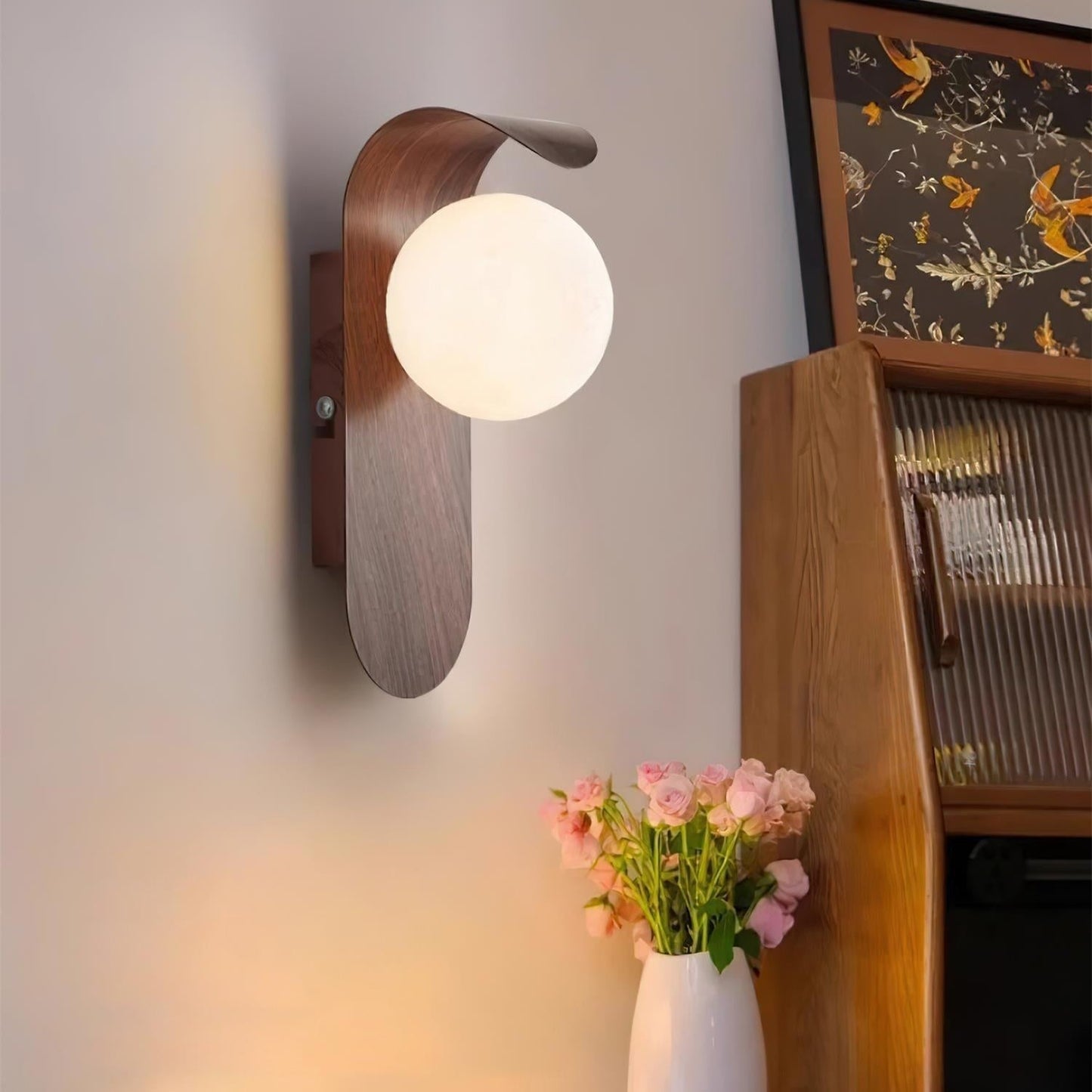 Nordic Minimalist Iron and Wood Accent LED Wall Light | Sarvian